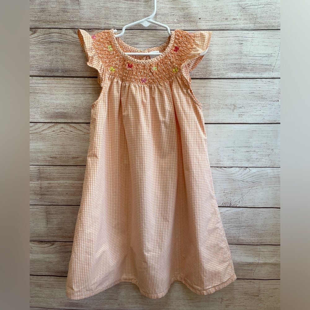 GYMBOREE SMOCKED GINGHAM DRESS‎ WITH EMBROIDERED BUTTERFLIES